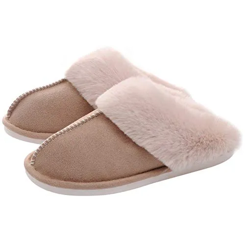 Hnzxzm Winter Fashion Women House Warm Plush Shoe Fleece Fluffy Ladies Memory Foam Flats Indoor and Outdoor Slipper