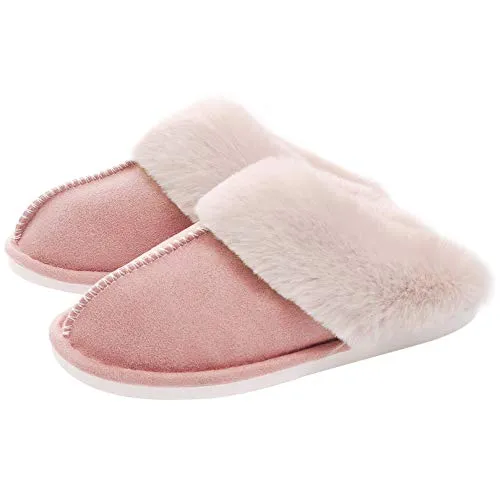 Hnzxzm Winter Fashion Women House Warm Plush Shoe Fleece Fluffy Ladies Memory Foam Flats Indoor and Outdoor Slipper