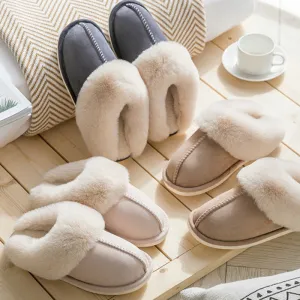 Hnzxzm Winter Fashion Women House Warm Plush Shoe Fleece Fluffy Ladies Memory Foam Flats Indoor and Outdoor Slipper