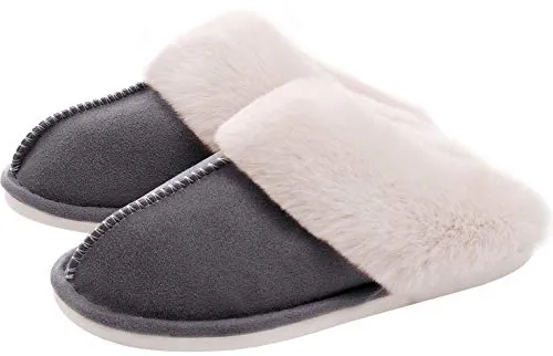 Hnzxzm Winter Fashion Women House Warm Plush Shoe Fleece Fluffy Ladies Memory Foam Flats Indoor and Outdoor Slipper