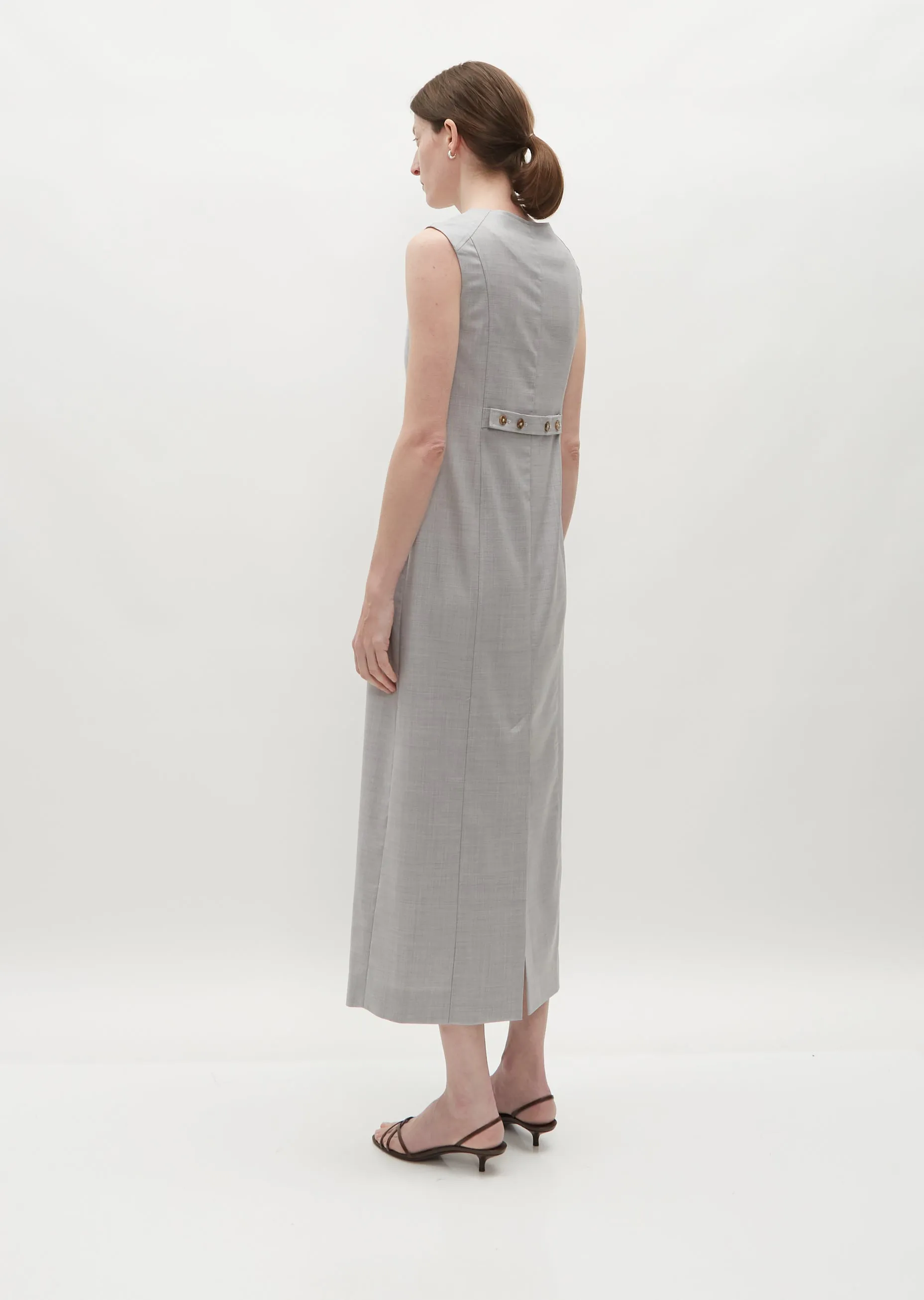 Idika Long Buttoned Dress — Feather Grey Melange