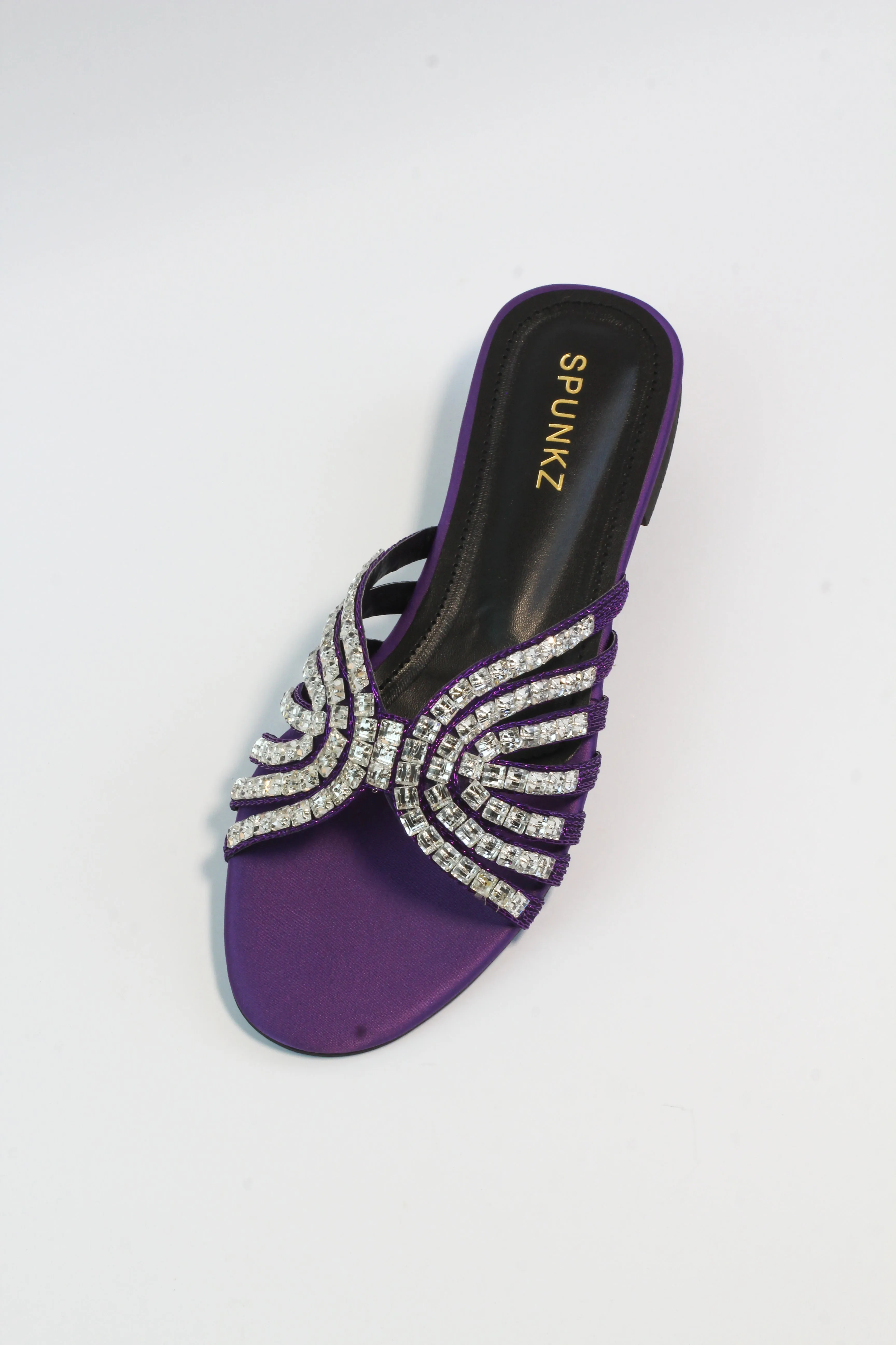 Jamie Handmade Purple Embellished Studded Rhinestone Slippers