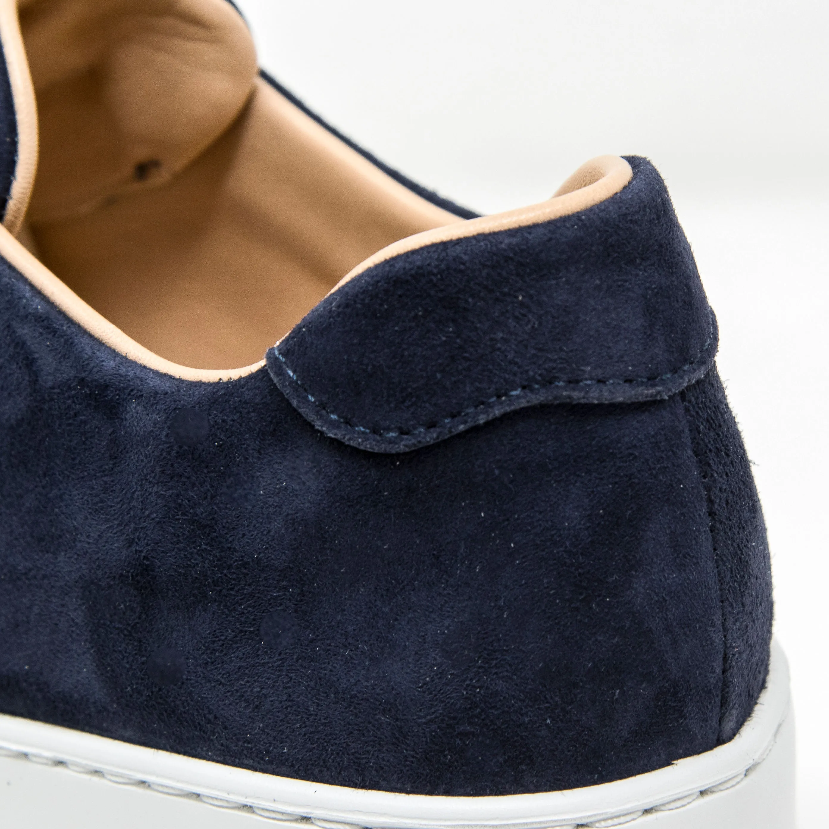 Jane Galland Navy Suede Flatform Laceless Trainers