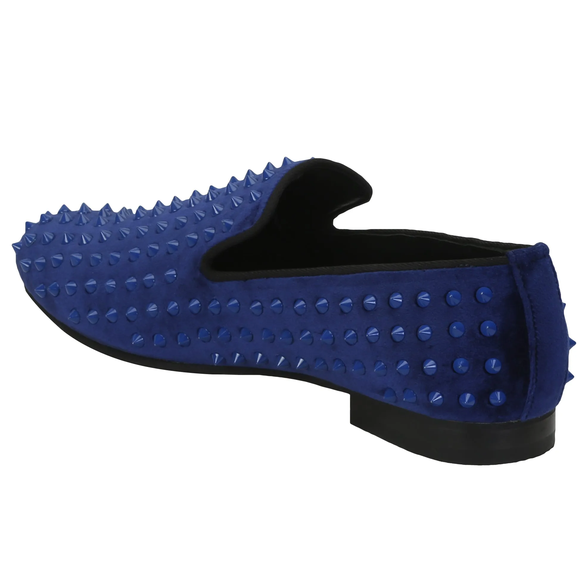 Men Blue Studded Velvet Slip-On Shoes