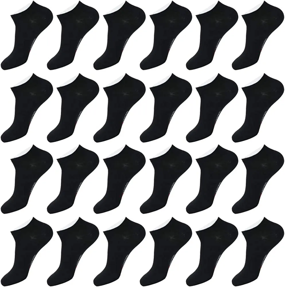 Men's 24 Pair Coolmax Cotton Low Cut No Show Ankle Socks