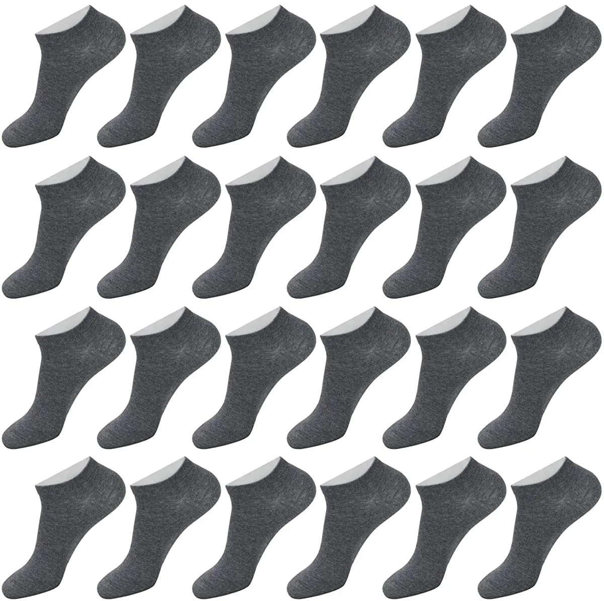 Men's 24 Pair Coolmax Cotton Low Cut No Show Ankle Socks