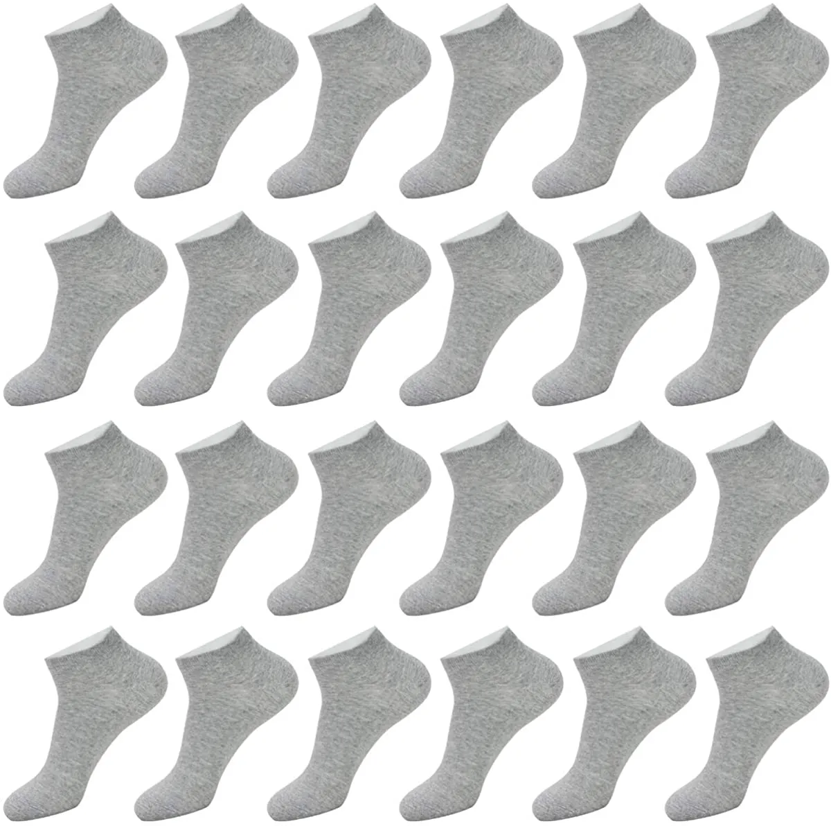 Men's 24 Pair Coolmax Cotton Low Cut No Show Ankle Socks