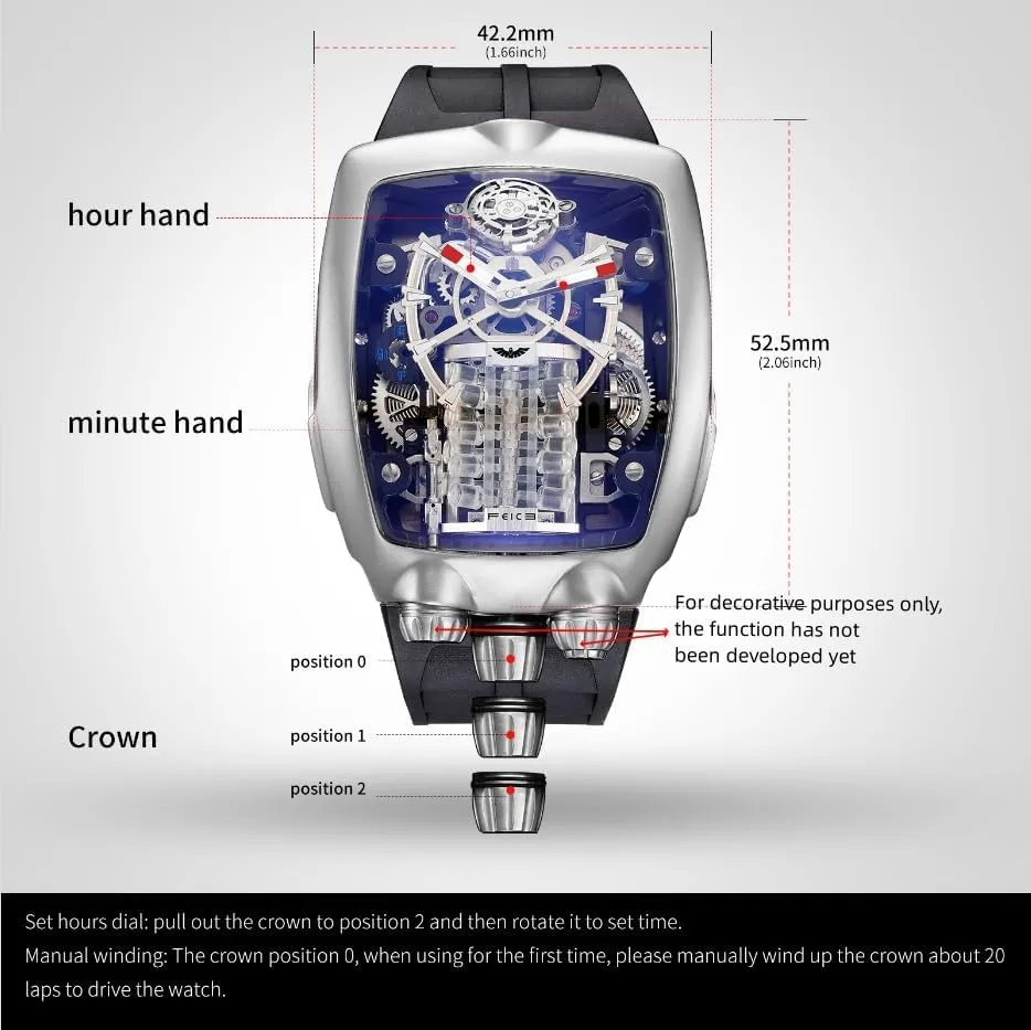 Men's Automatic Skeleton Tourbillon Watch with Waterproof Sapphire Crystal and Japanese Movement - FM666 Supercar Wristwatch, Shock Resistant Business Timepiece