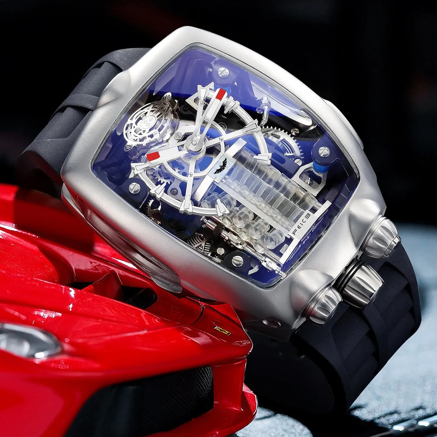 Men's Automatic Skeleton Tourbillon Watch with Waterproof Sapphire Crystal and Japanese Movement - FM666 Supercar Wristwatch, Shock Resistant Business Timepiece