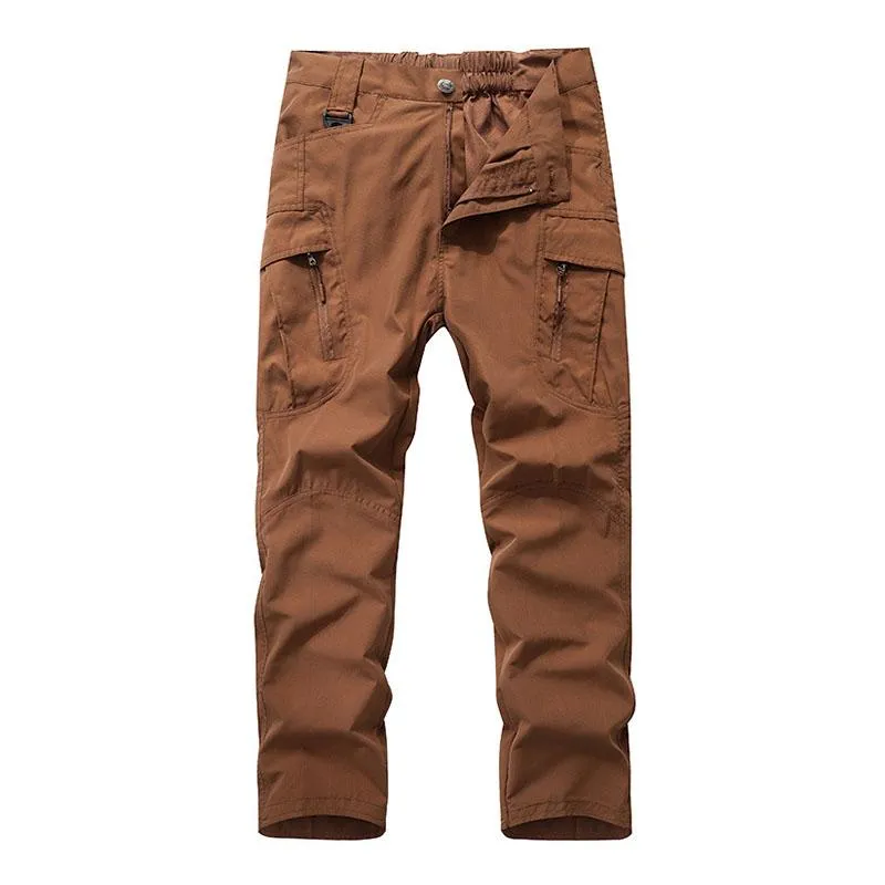 Men's Casual Solid Color Multi-Pocket Straight Leg Cargo Pants 52589962M