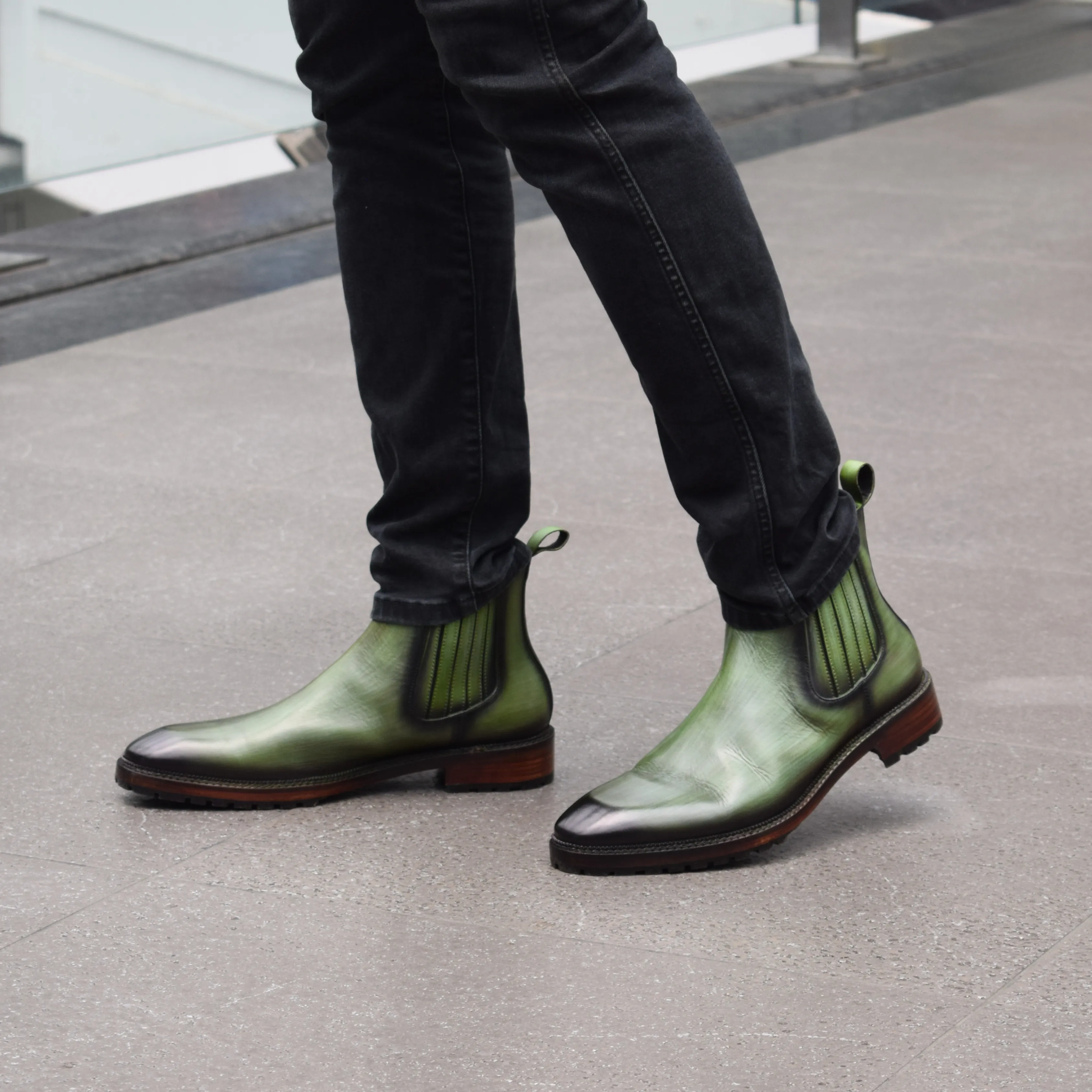 Mens Chelsea Boots- Green