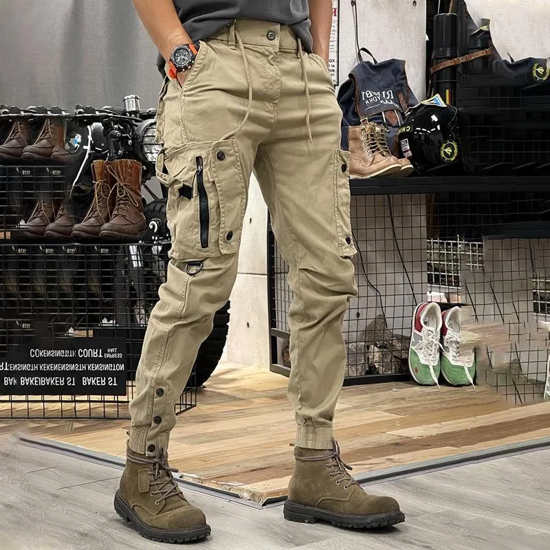 Men's Solid Multi-pocket Zip Decor Cargo Pants 49500373Z