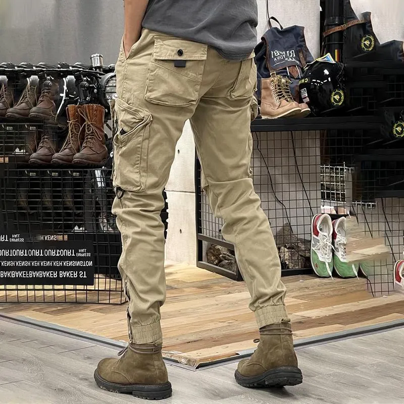 Men's Solid Multi-pocket Zip Decor Cargo Pants 49500373Z