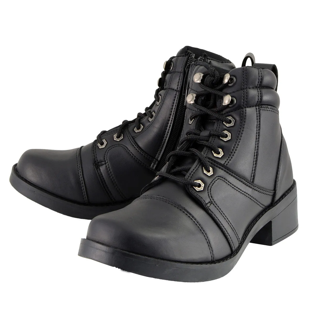 Milwaukee Leather MBK9255 Boys Black Lace-Up Boots with Side Zipper Entry