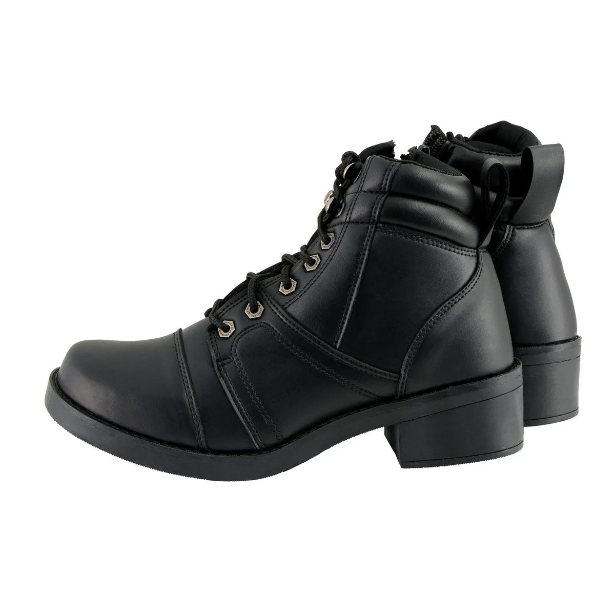 Milwaukee Leather MBK9255 Boys Black Lace-Up Boots with Side Zipper Entry