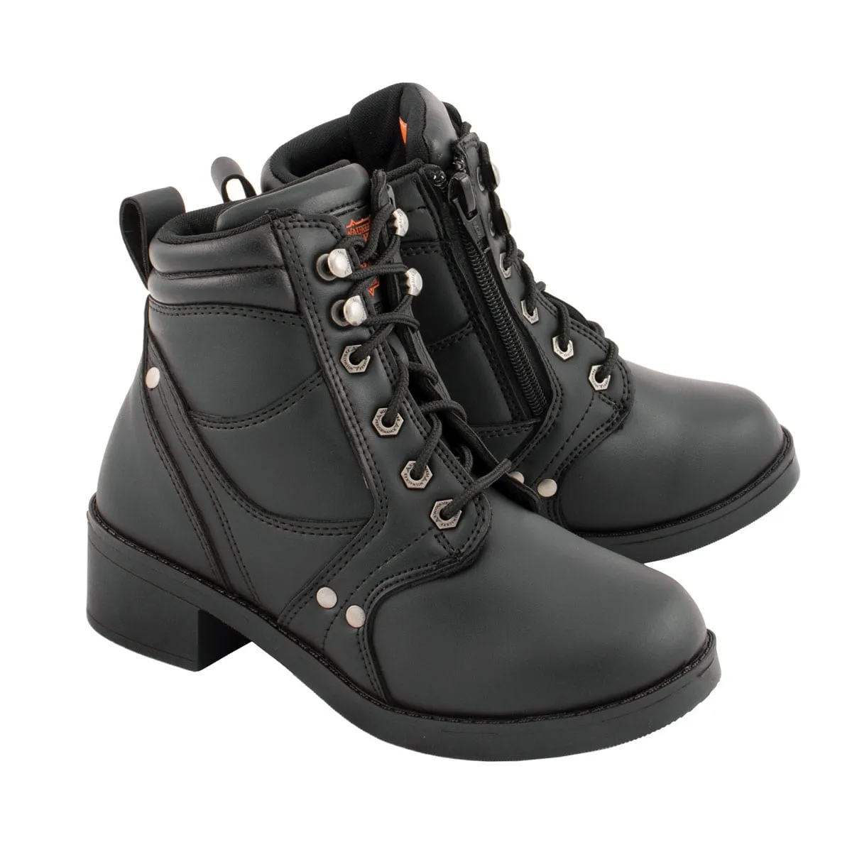 Milwaukee Leather MBK9265 Boys Black Lace-Up Boots with Side Zipper Entry