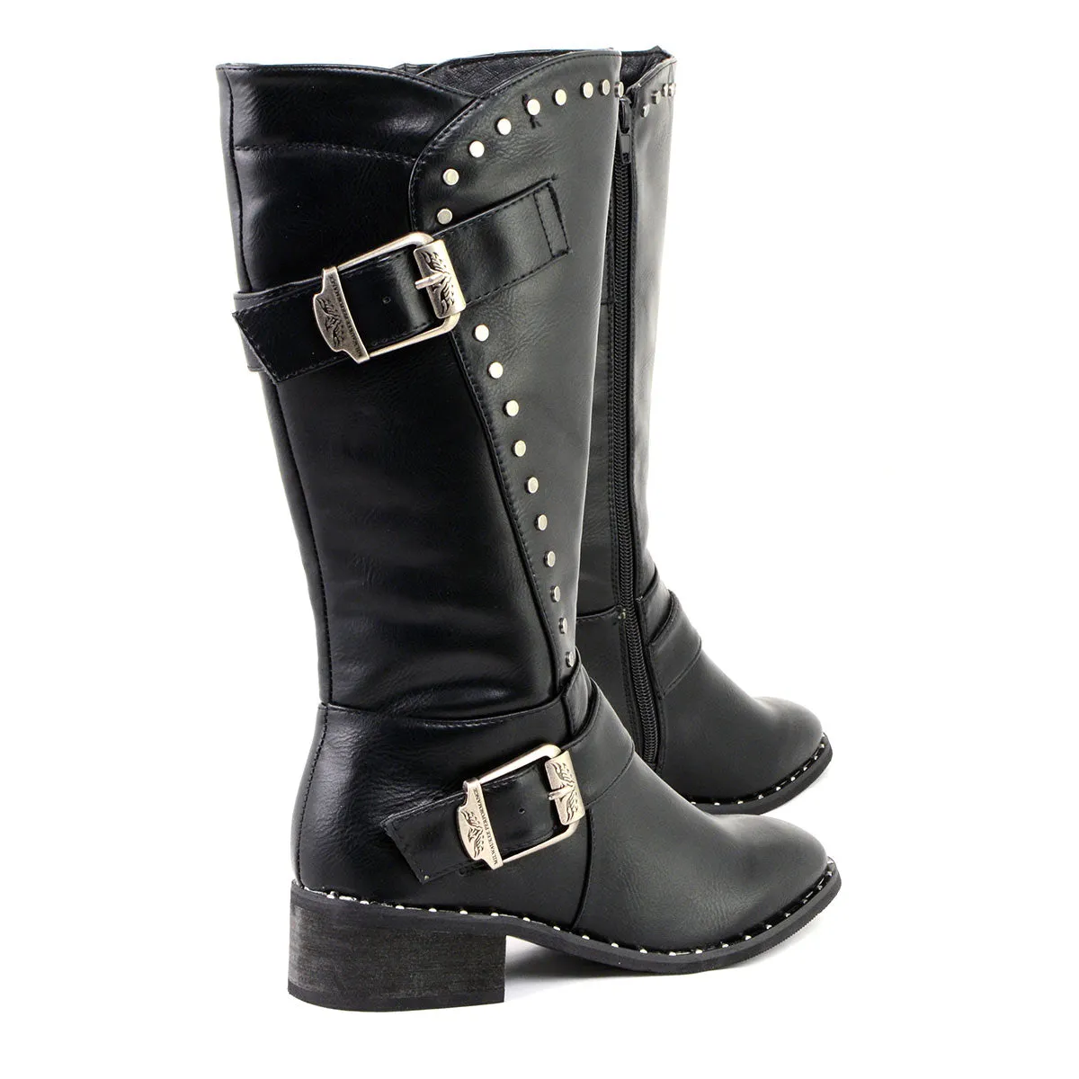 Milwaukee Leather MBL9423 Women's Black Studded Fashion Casual Boots with Studded Outsole