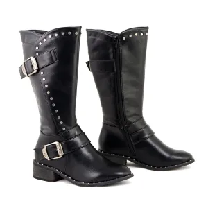 Milwaukee Leather MBL9423 Women's Black Studded Fashion Casual Boots with Studded Outsole