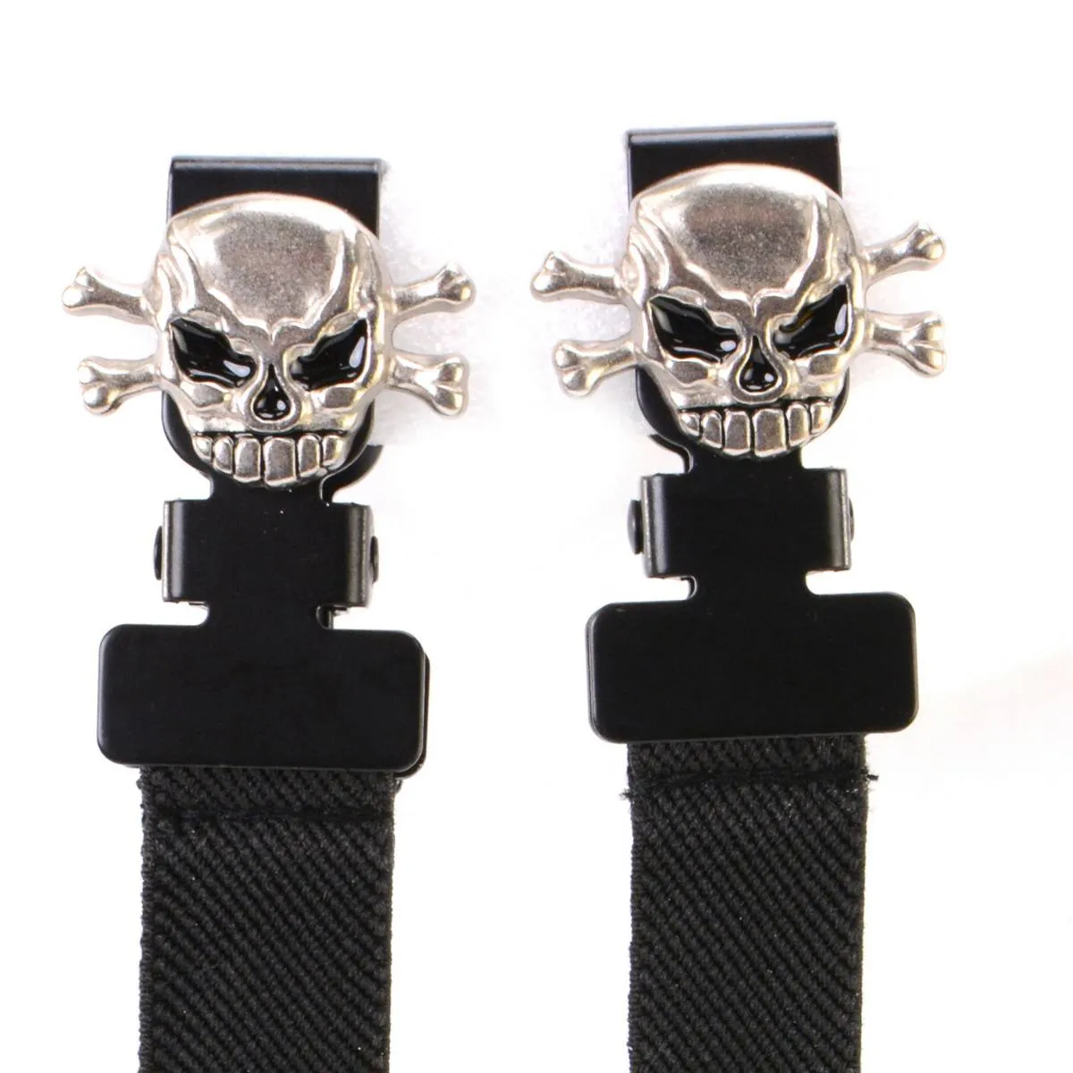 Milwaukee Leather MLA4009 Motorcycle Biker Skull and Bones Emblem Elastic Bungee Clips for Chaps or Pants (Set of 2)