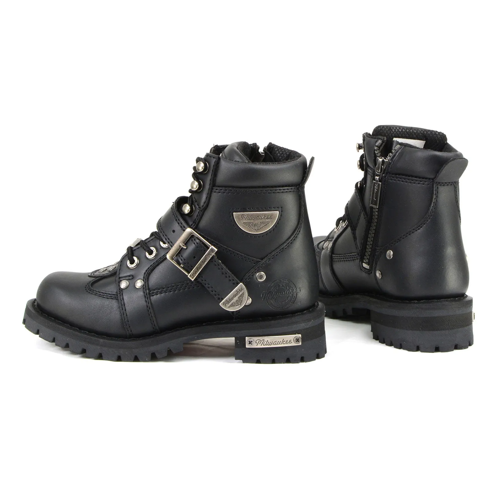 Milwaukee Motorcycle Clothing Company MB233 Road Captain Leather Women's Black Motorcycle Boots