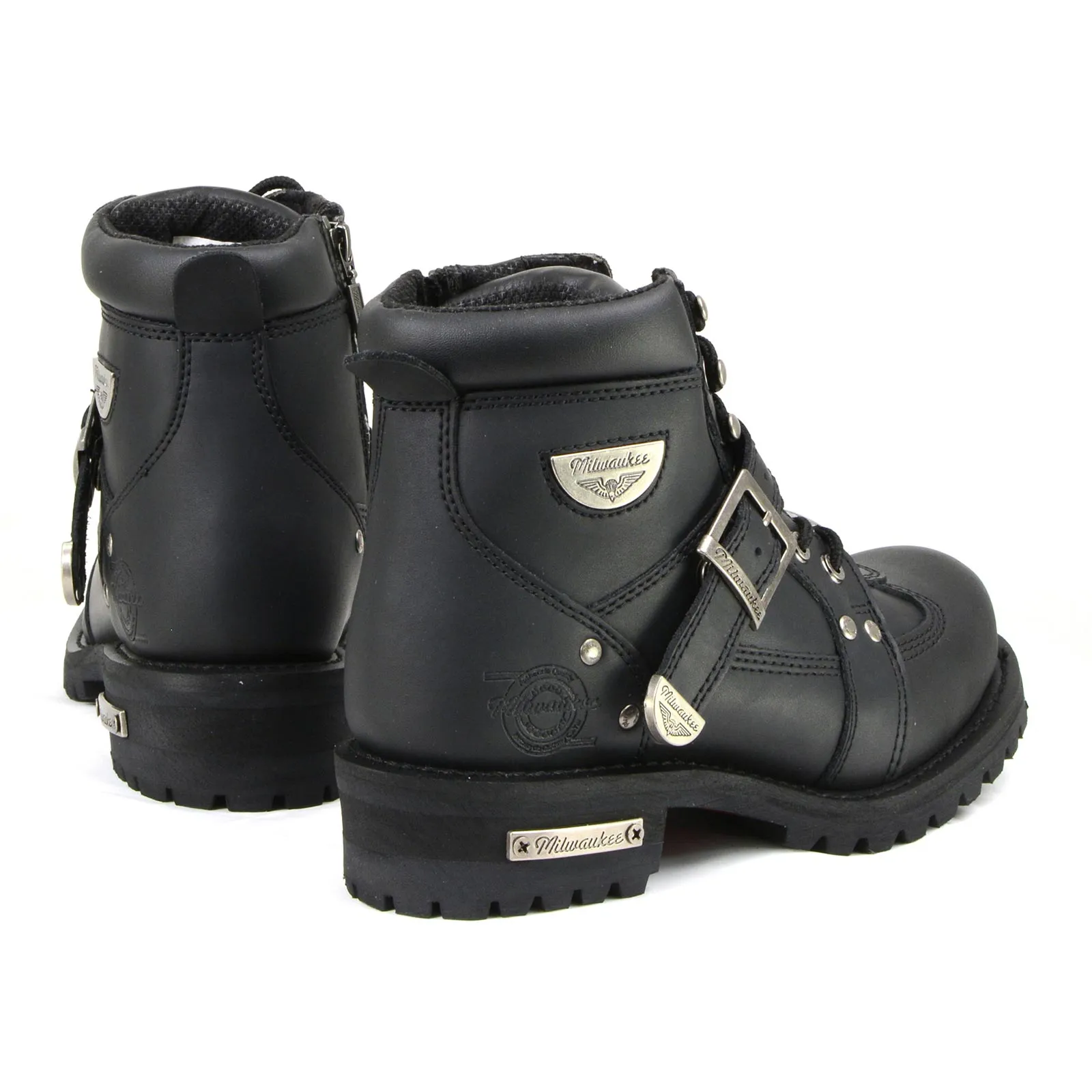 Milwaukee Motorcycle Clothing Company MB433 Men's Black Road Captain Motorcycle Leather Boots