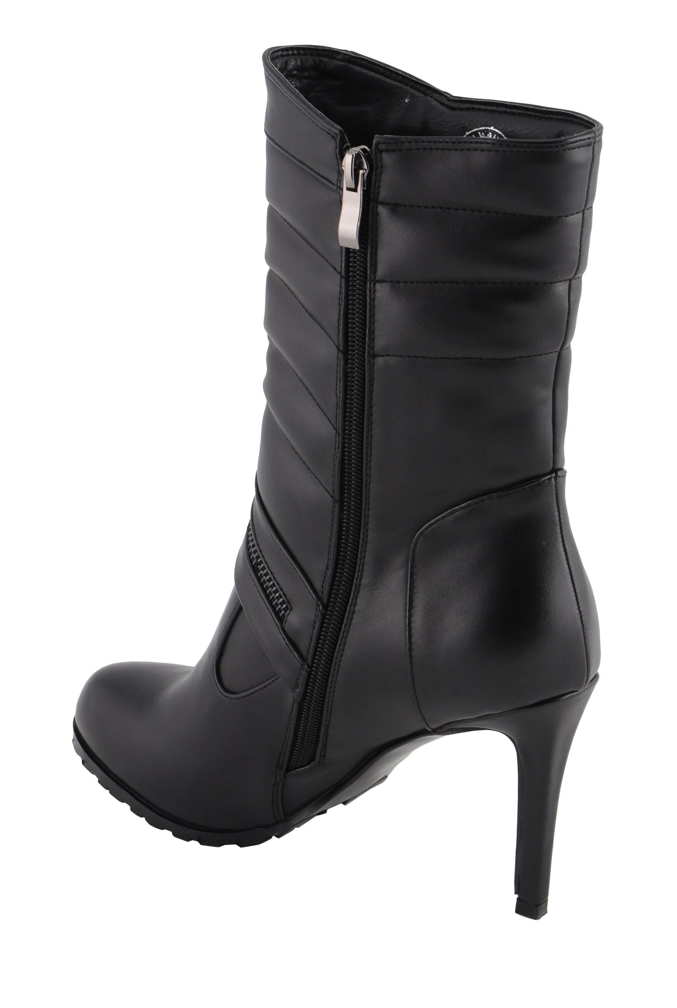 Milwaukee Performance MBL9434 Women's Black High Heel Boots with Zipper Accents