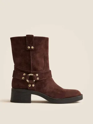 Moto ankle boots in suede