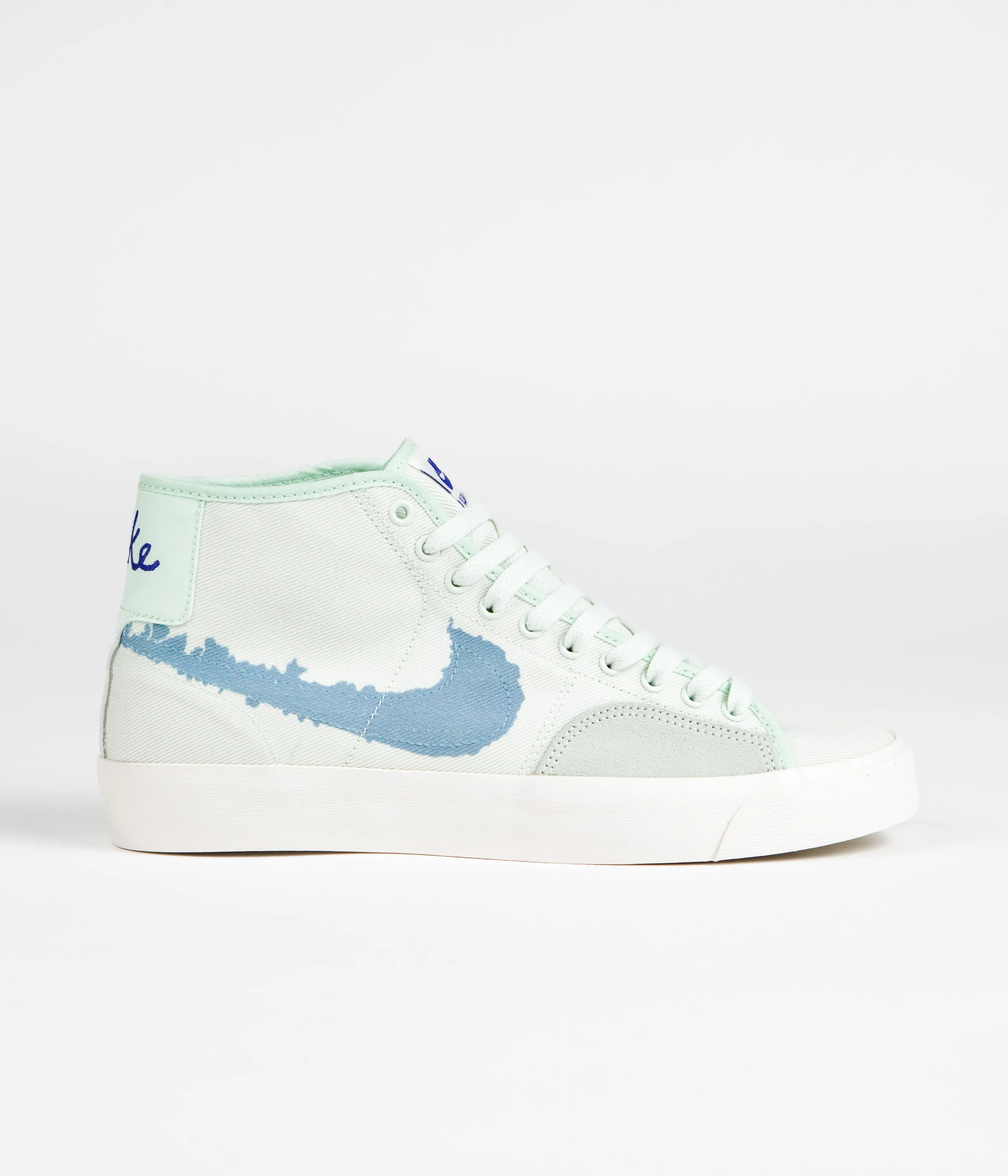 Nike SB Blazer Court Mid Premium Shoes - Barely Green / Boarder Blue - Barely Green