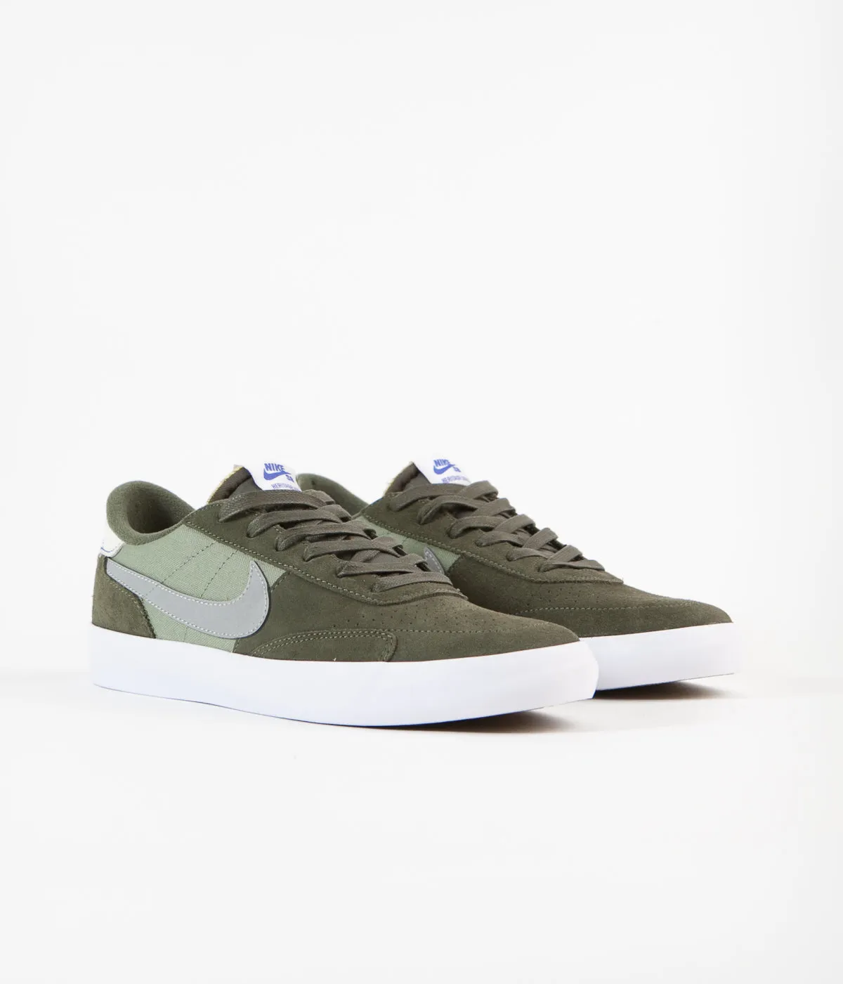 Nike SB Heritage Vulc Premium Shoes - Cargo Khaki / Medium Grey - Spiral Sage