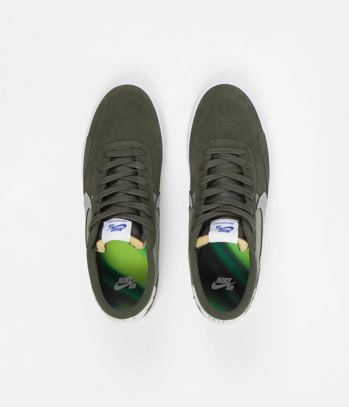 Nike SB Heritage Vulc Premium Shoes - Cargo Khaki / Medium Grey - Spiral Sage