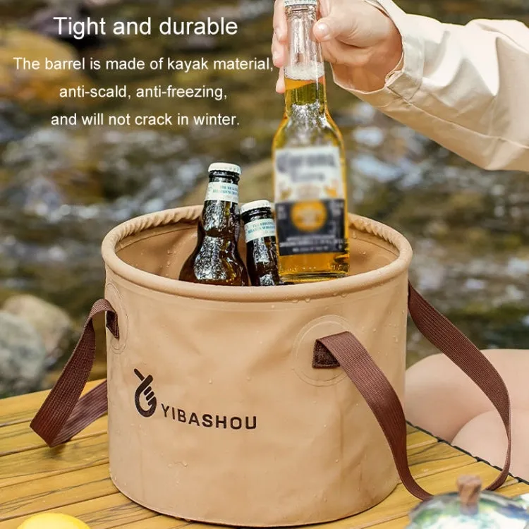 Outdoor Folding Bucket Travel Camping Portable Large Capacity Water Storage Bucket, Capacity: 10L Beige