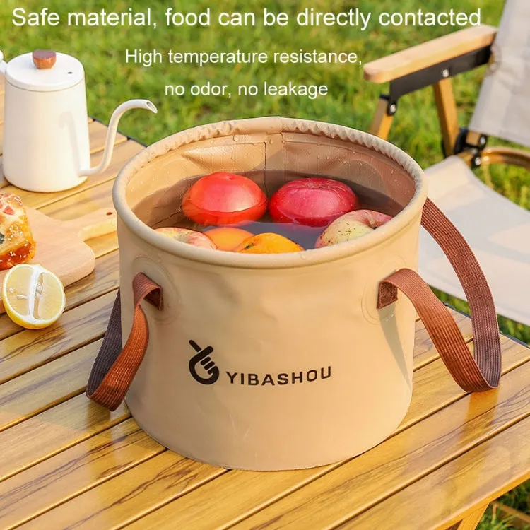 Outdoor Folding Bucket Travel Camping Portable Large Capacity Water Storage Bucket, Capacity: 10L Beige