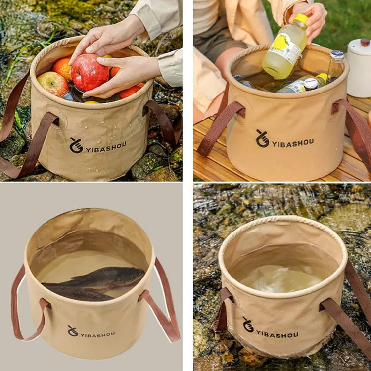 Outdoor Folding Bucket Travel Camping Portable Large Capacity Water Storage Bucket, Capacity: 10L Beige