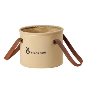 Outdoor Folding Bucket Travel Camping Portable Large Capacity Water Storage Bucket, Capacity: 10L Beige