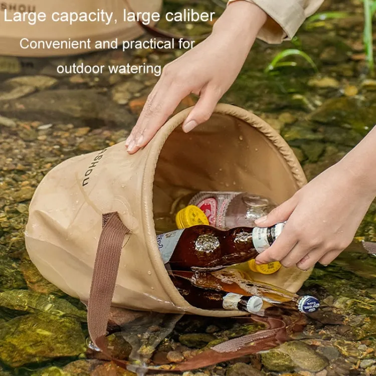 Outdoor Folding Bucket Travel Camping Portable Large Capacity Water Storage Bucket, Capacity: 10L Beige