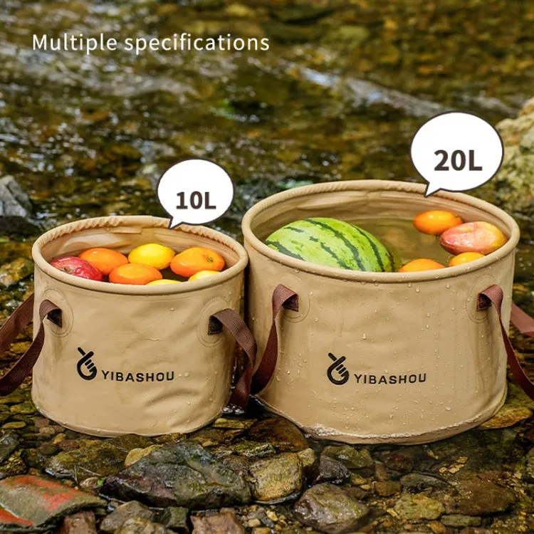 Outdoor Folding Bucket Travel Camping Portable Large Capacity Water Storage Bucket, Capacity: 10L Beige