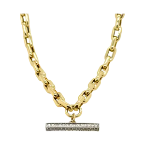 OVAL LINK CHAIN WITH DIAMOND TOGGLE