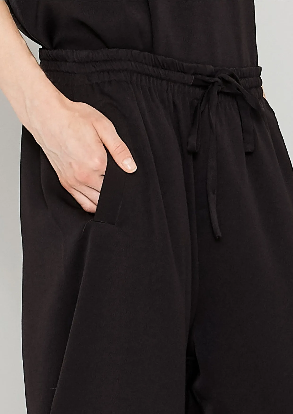 PANTS LOOSE ELASTIC - HEAVY DRAPING black