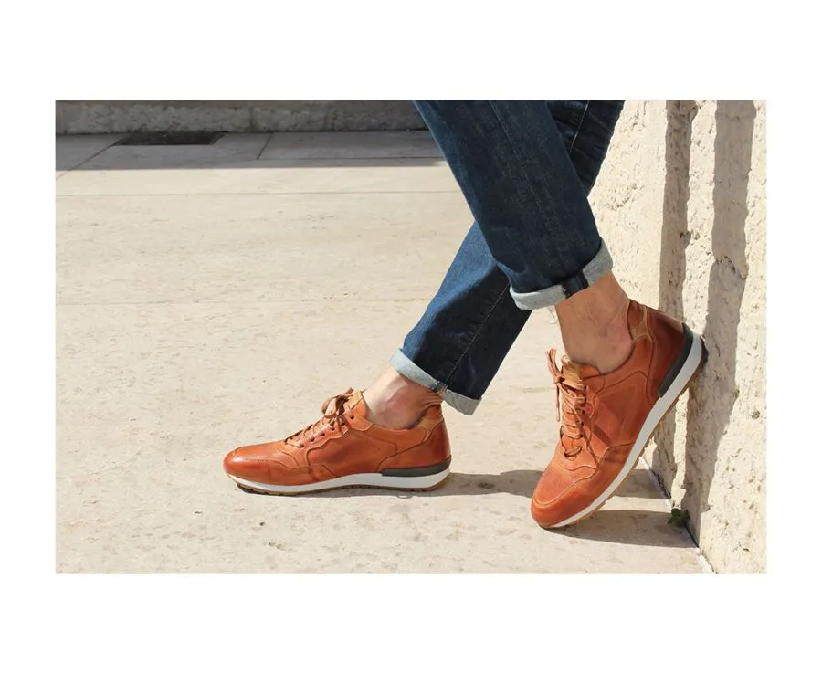 Patina Chestnut leather Trainers - CANBERRA