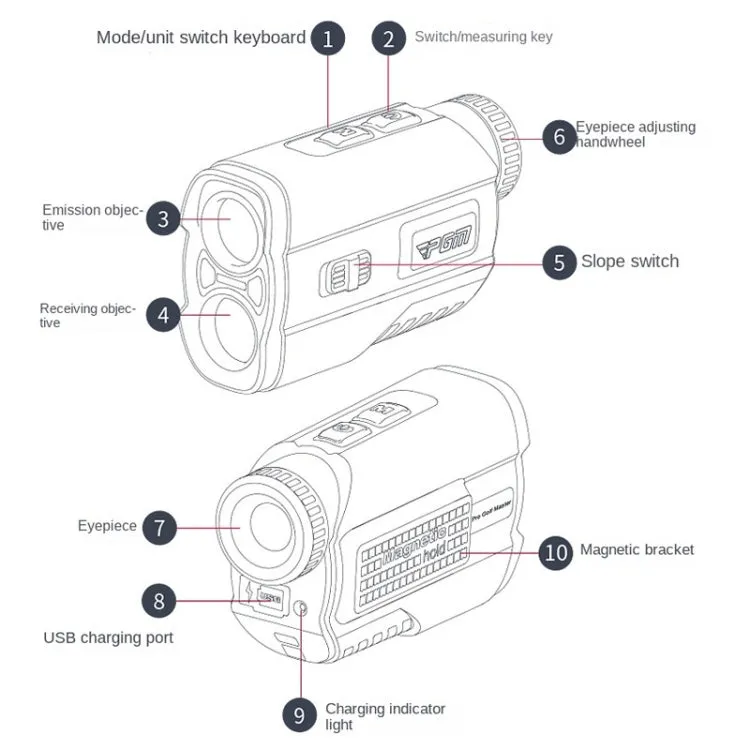 PGM JQ015 IP54 Waterproof Golf Laser Distance Meter Telescope, Measuring Distance: 600m(White)