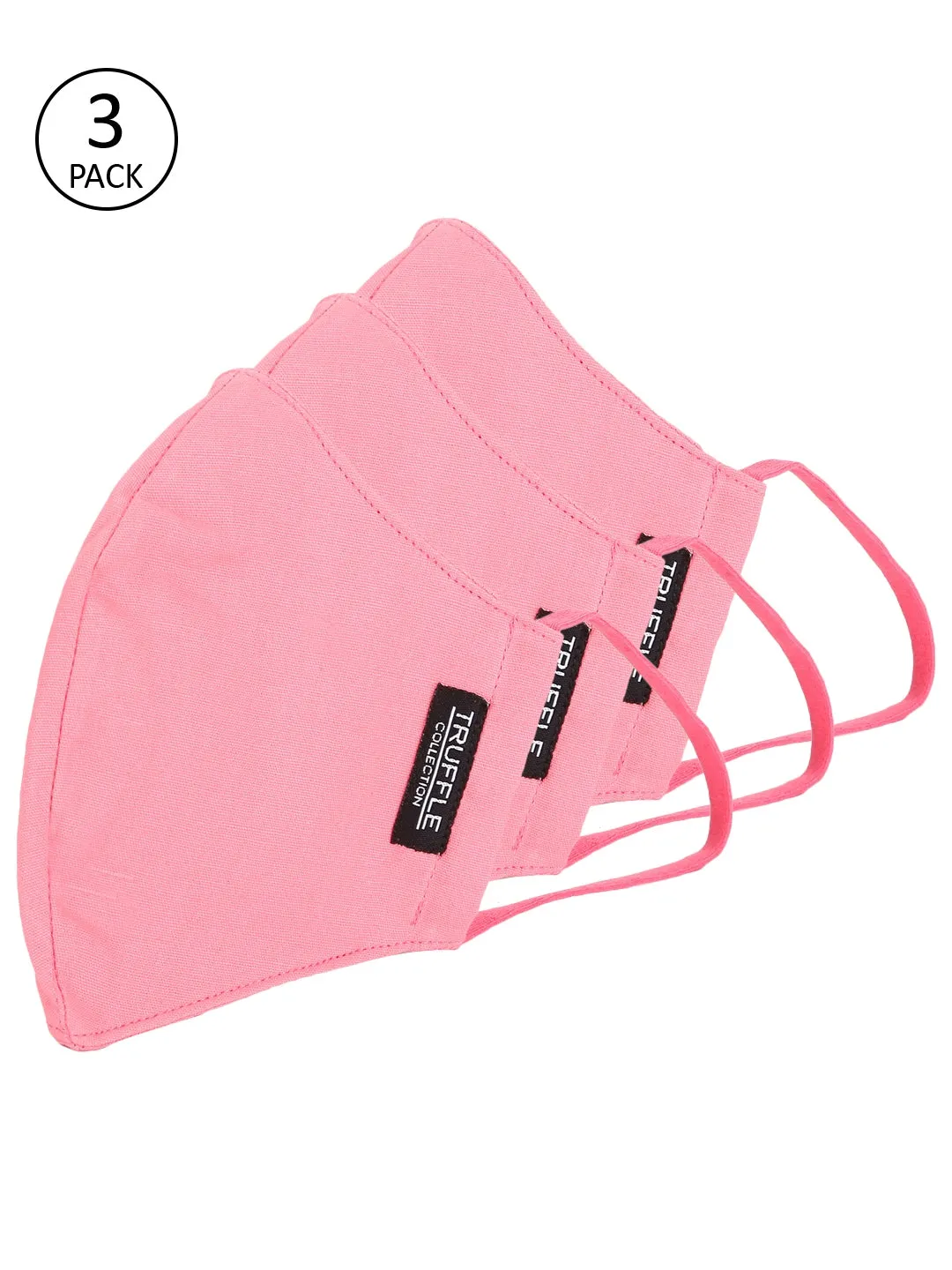 Pink Cotton Unisex Pack of 3 Reusable 3-Layer Outdoor Masks