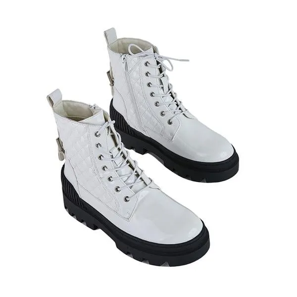 Purpdrank - Women Vintage Motorcycle Mid Heel Platform Boots