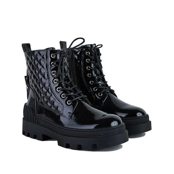 Purpdrank - Women Vintage Motorcycle Mid Heel Platform Boots