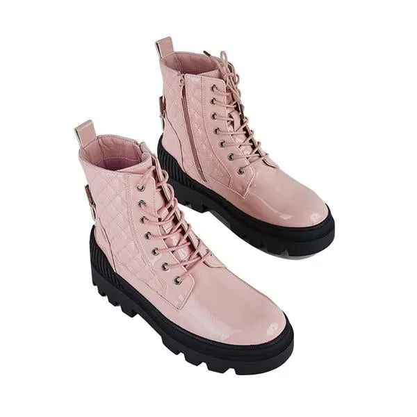 Purpdrank - Women Vintage Motorcycle Mid Heel Platform Boots