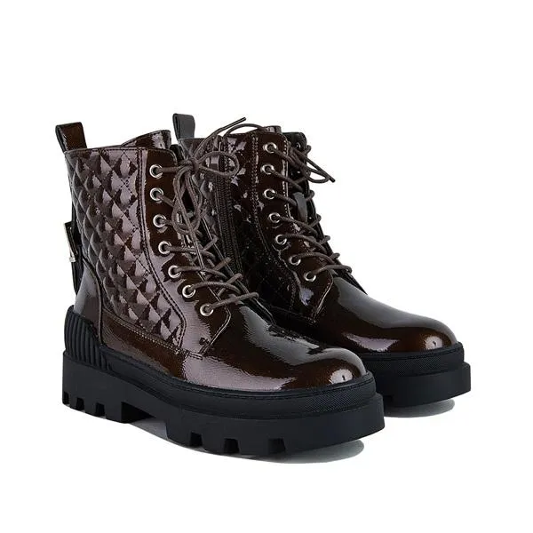 Purpdrank - Women Vintage Motorcycle Mid Heel Platform Boots