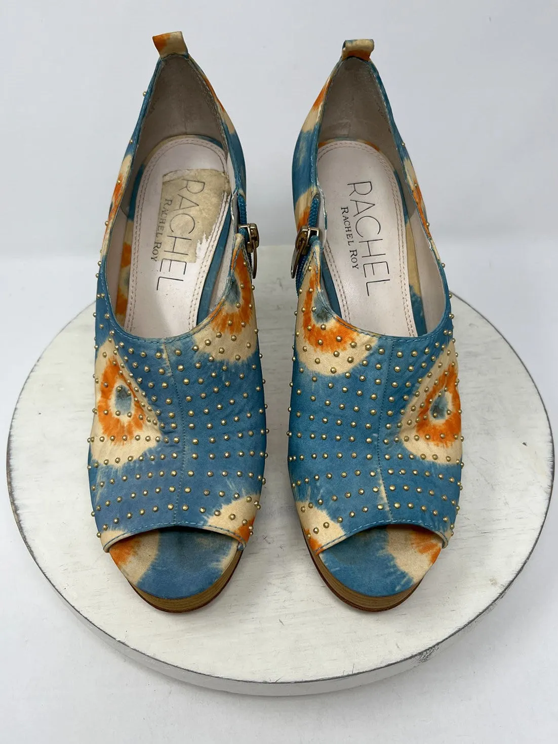 RACHEL Rachel Roy Size 9 Blue & Orange Tie-Dye Heels