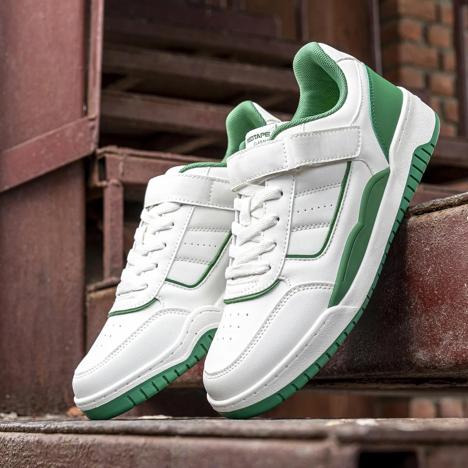 Red Tape Casual Sneakers for Men | Comfortable, Shock Absorbant & Slip-Resistant White/Green