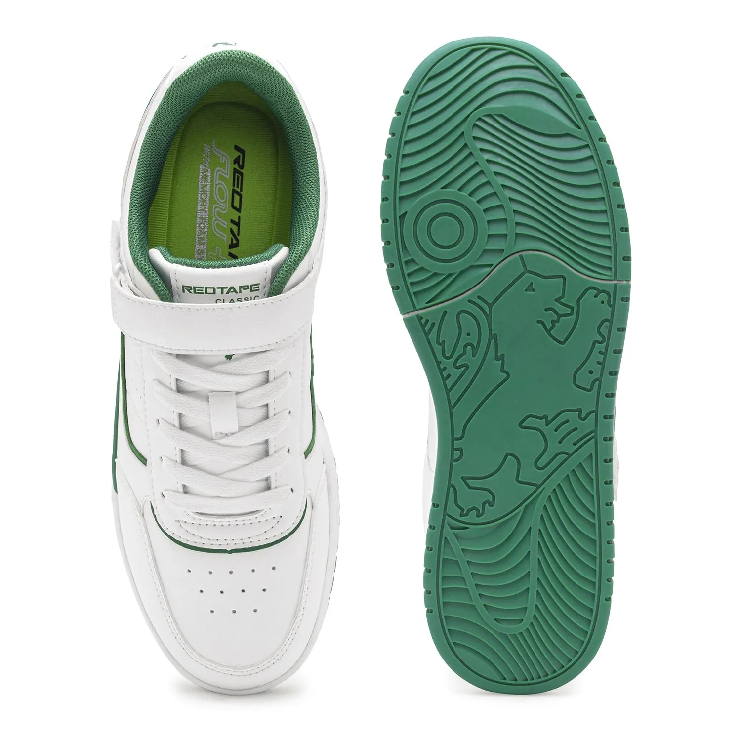 Red Tape Casual Sneakers for Men | Comfortable, Shock Absorbant & Slip-Resistant White/Green