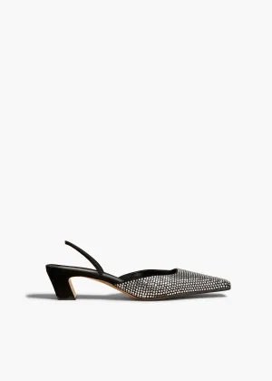 Roosevelt Slingback Pump in Black with Crystals