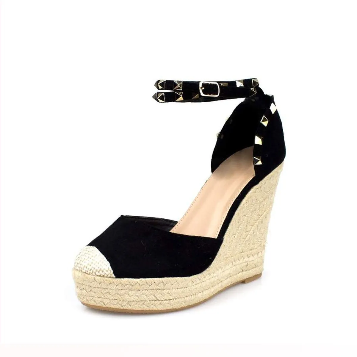 ROXIE Espadrille Wedge Studded Platform Ankle Strap Sandal